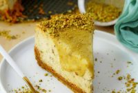 Creamy Pistachio Cheesecake with Real Pistachios and Homemade Paste