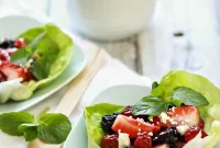 Balsamic Berry Lettuce Cups with Goat Cheese & Mint