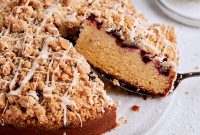 Cherry Crumb Cake with Vanilla Glaze Recipe for Moist Spring Desserts