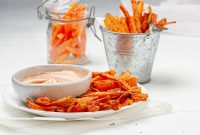 Crispy Baked Carrot Fries with Garlic-Parmesan Dip