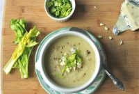 Creamy Celery Root Soup with Gorgonzola and Chives