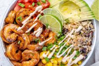 Spicy Lime Shrimp Burrito Bowl with Cilantro Rice