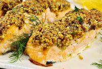 Pistachio-Crusted Salmon with Lemon-Dill Sauce