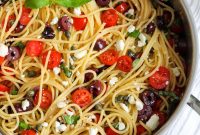 Greek-Style Spaghetti with Feta, Olives, and Lemon