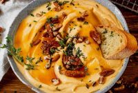 Creamy Pumpkin Whipped Feta Dip with Warm Spice and Herbs