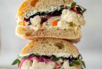 Pickled Vegetable Sandwich with Scallion Cream Cheese Filling