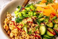 Ginger Honey Ground Chicken Rice Bowls with Asian Flavors