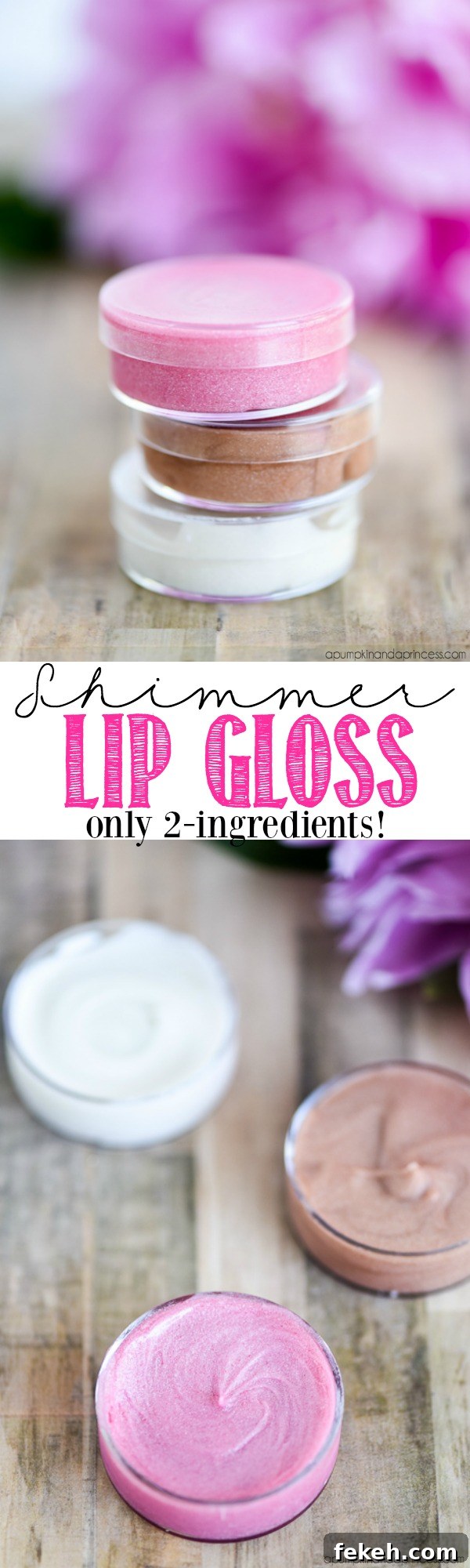How to Make Shimmer Lip Gloss at Home: Simple DIY Recipe 2 DIY Shimmer Lip Gloss made with only two ingredients! Kids can create this easy shimmer lip gloss with only 2 ingredients…perfect for spa parties and party favors!