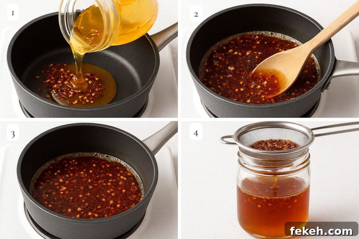 Homemade Hot Honey Recipe: Spicy Sweet Sauce for Pizza & More 4 four steps to make hot honey.