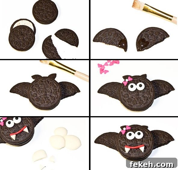 Halloween Pudding Cups: Spooky Dessert Cups for Party Treats 7 Collage Image With Step by Step Pictures on How to Make Oreo Draculas