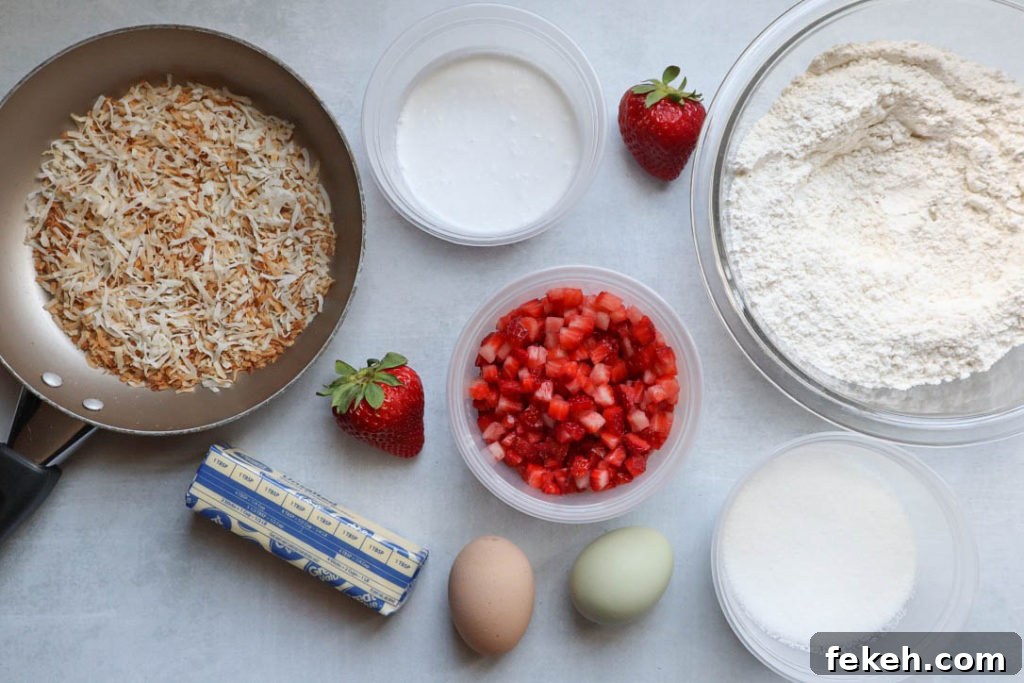 Strawberry Coconut Muffins with Crunchy Streusel Topping 4 Ingredients spread