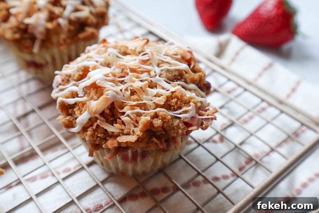 Strawberry Coconut Muffins with Crunchy Streusel Topping 9 Muffin cross section