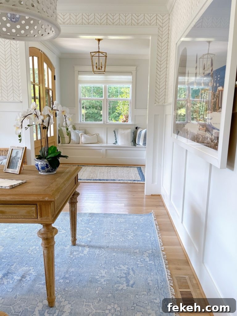 Home Office Wallpaper Reveal: Stylish Design Ideas and Tips 10 Serena and lily Hillsborough rug