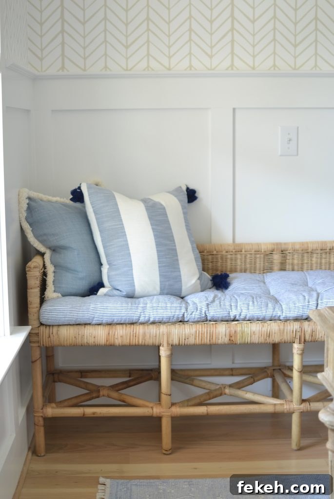 Home Office Wallpaper Reveal: Stylish Design Ideas and Tips 9 the shore bench