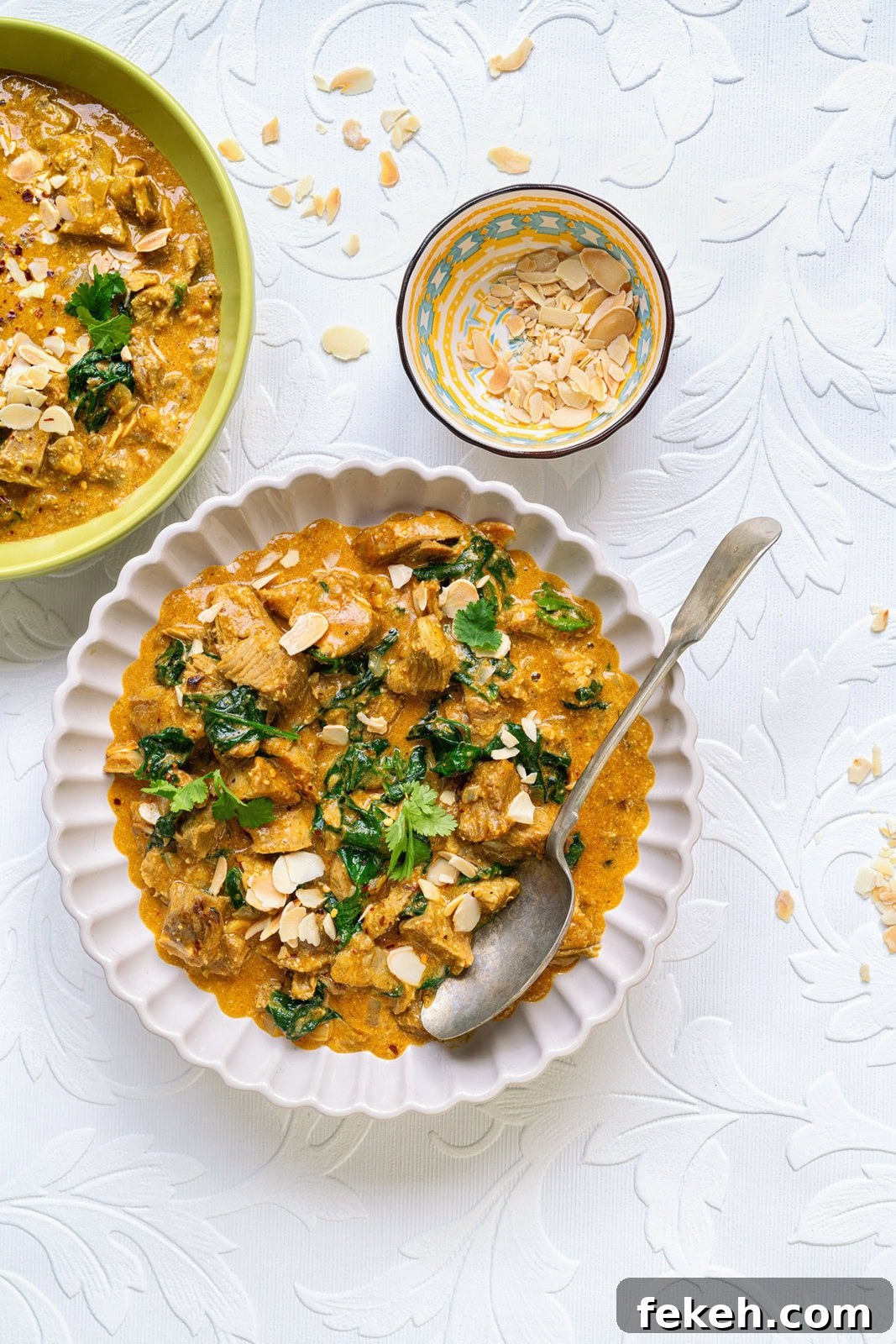 Leftover Turkey Curry Recipe for a Flavorful Dinner 9 creamy curry with leftover turkey and spinach in a bowl