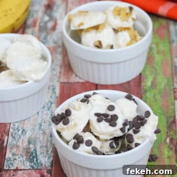 frozen yogurt banana bites in 3 ramekin bowls