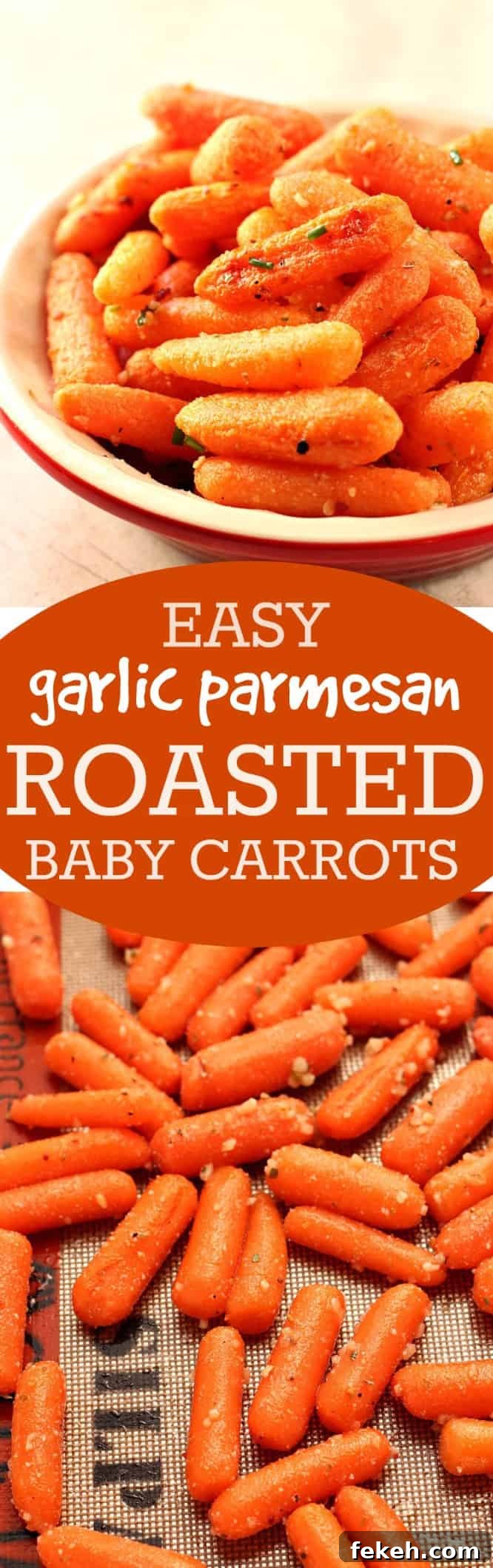 Easy Garlic Parmesan Roasted Baby Carrots Easy Garlic Parmesan Roasted Baby Carrots plated.