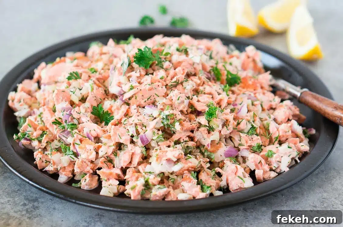 Quick Salmon Salad Recipe for Light, Flavorful Meals 11 salmon lunch idea - salad on a plate