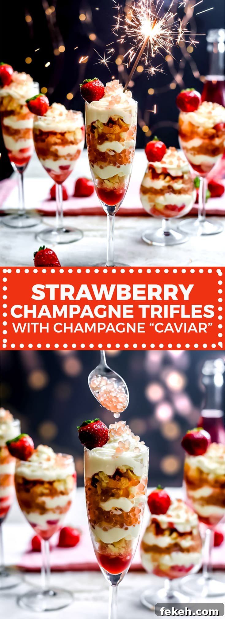 Strawberry Champagne Trifles with Champagne 