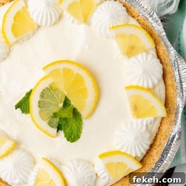 no bake lemonade pie on a wooden cutting board