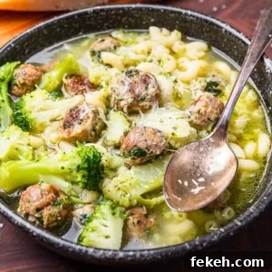 Macaroni and Broccoli with Mini Meatballs Recipe 9 Pasta and broccoli with tiny meatballs featured image.