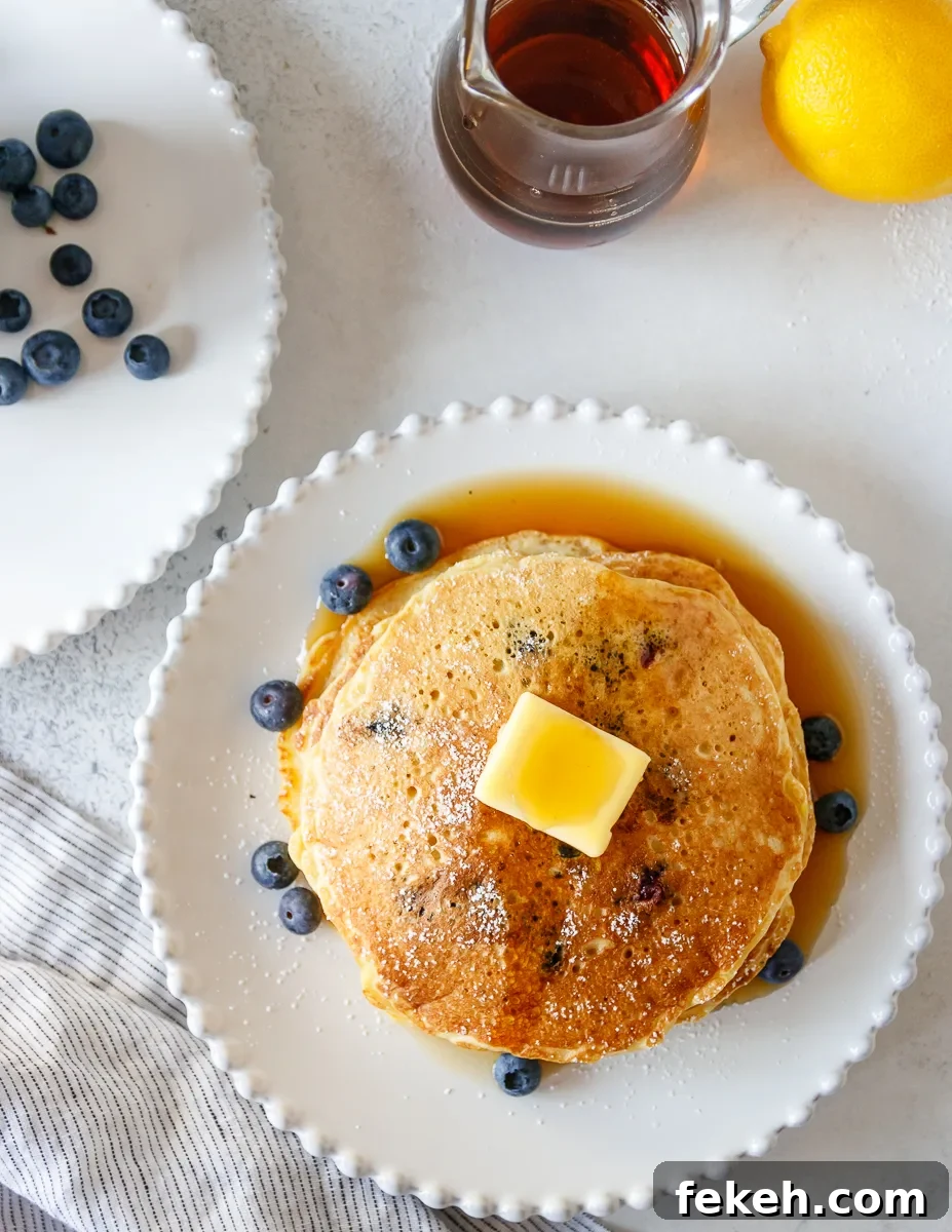 Lemon Blueberry Pancakes Recipe with Fluffy Buttermilk Stack 7 img 14101 12