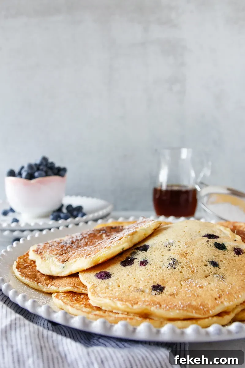 Lemon Blueberry Pancakes Recipe with Fluffy Buttermilk Stack 4 img 14101 6