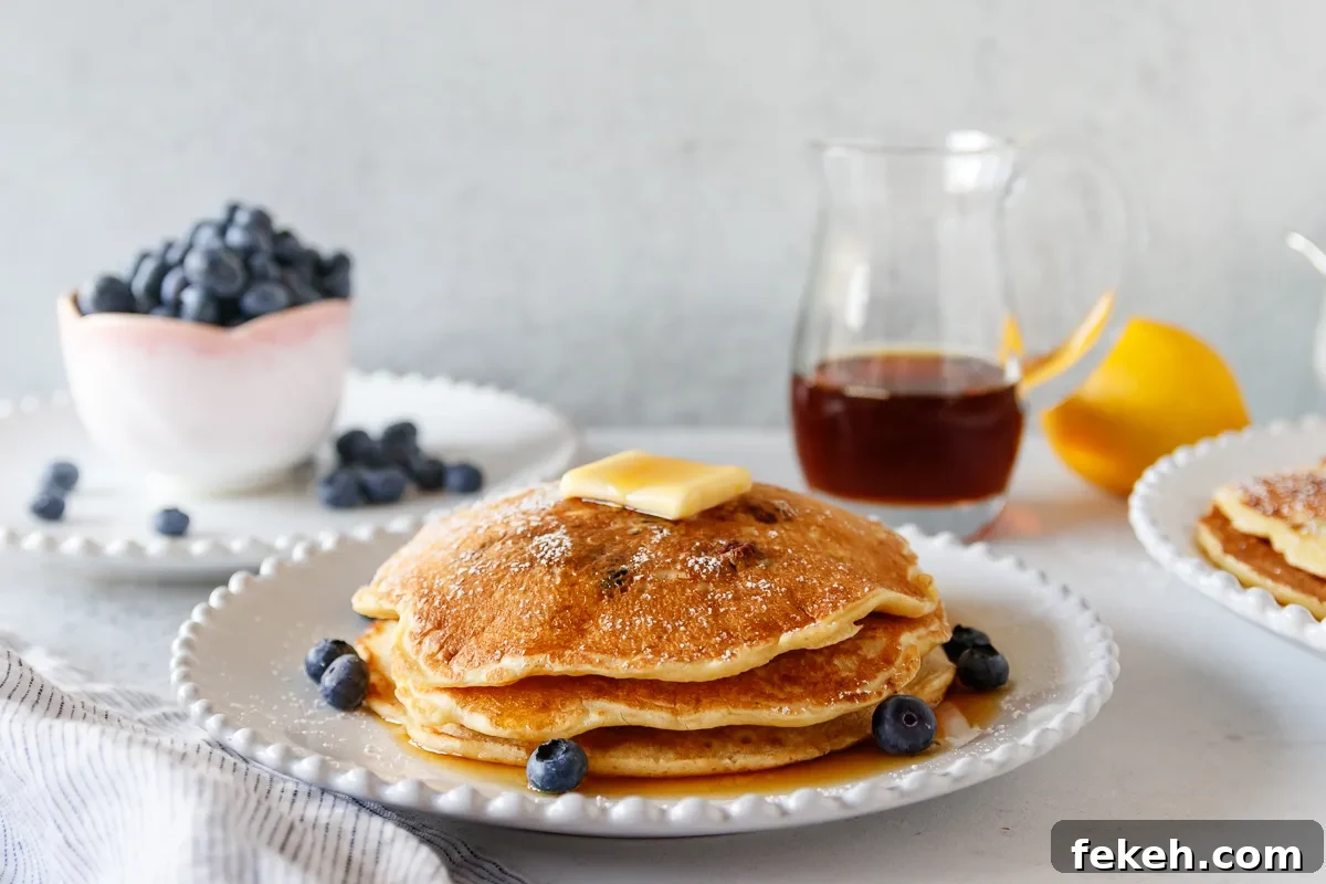 Lemon Blueberry Pancakes Recipe with Fluffy Buttermilk Stack 5 img 14101 8