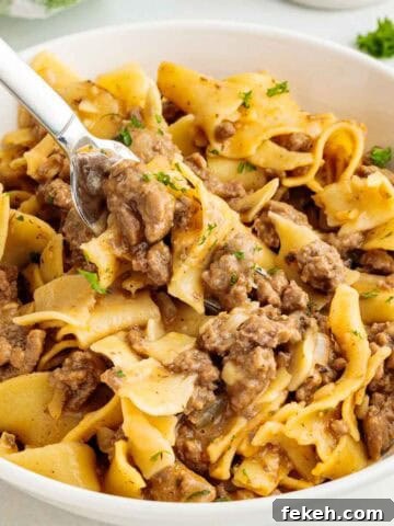 One Pot Ground Beef Egg Noodles