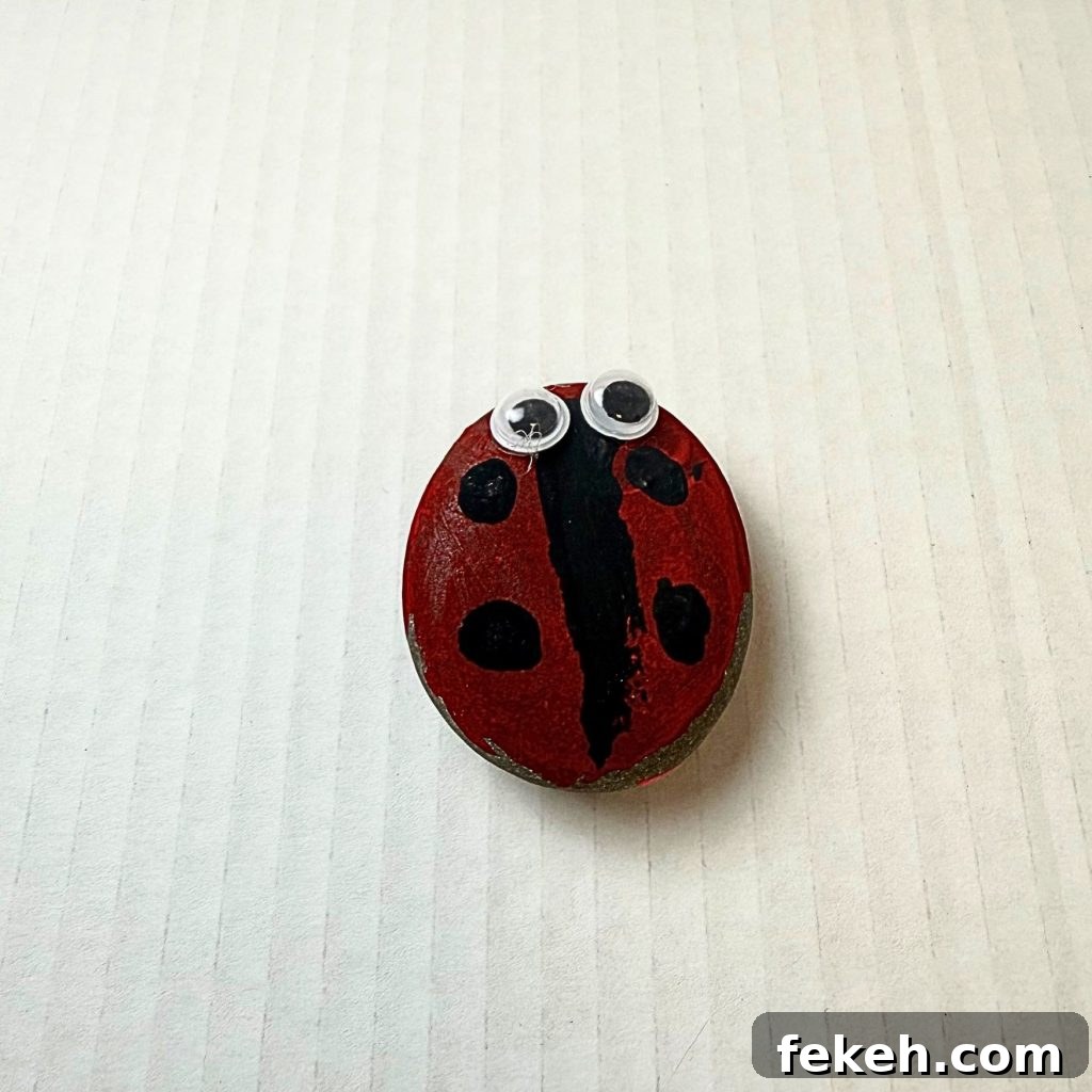 Create a Rocky Bug Garden: DIY Guide for Backyard Insects 7 Attaching googly eyes to painted rocks