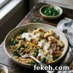 Roasted cauliflower and freekeh bowl