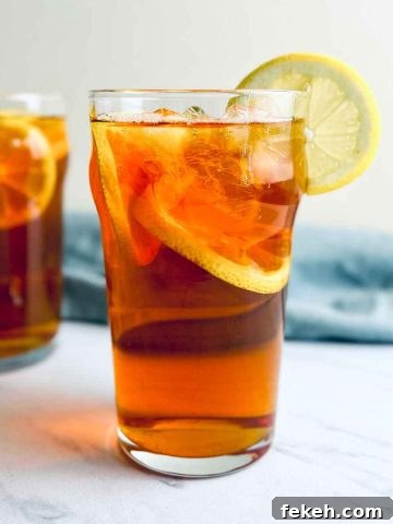 iced lemon tea in tall glass