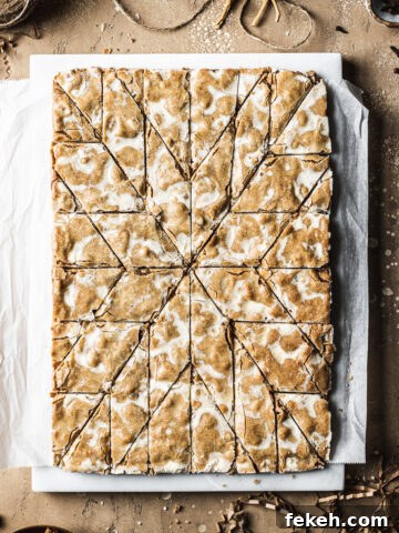 Rectangular bar cookies cut into a star shape.