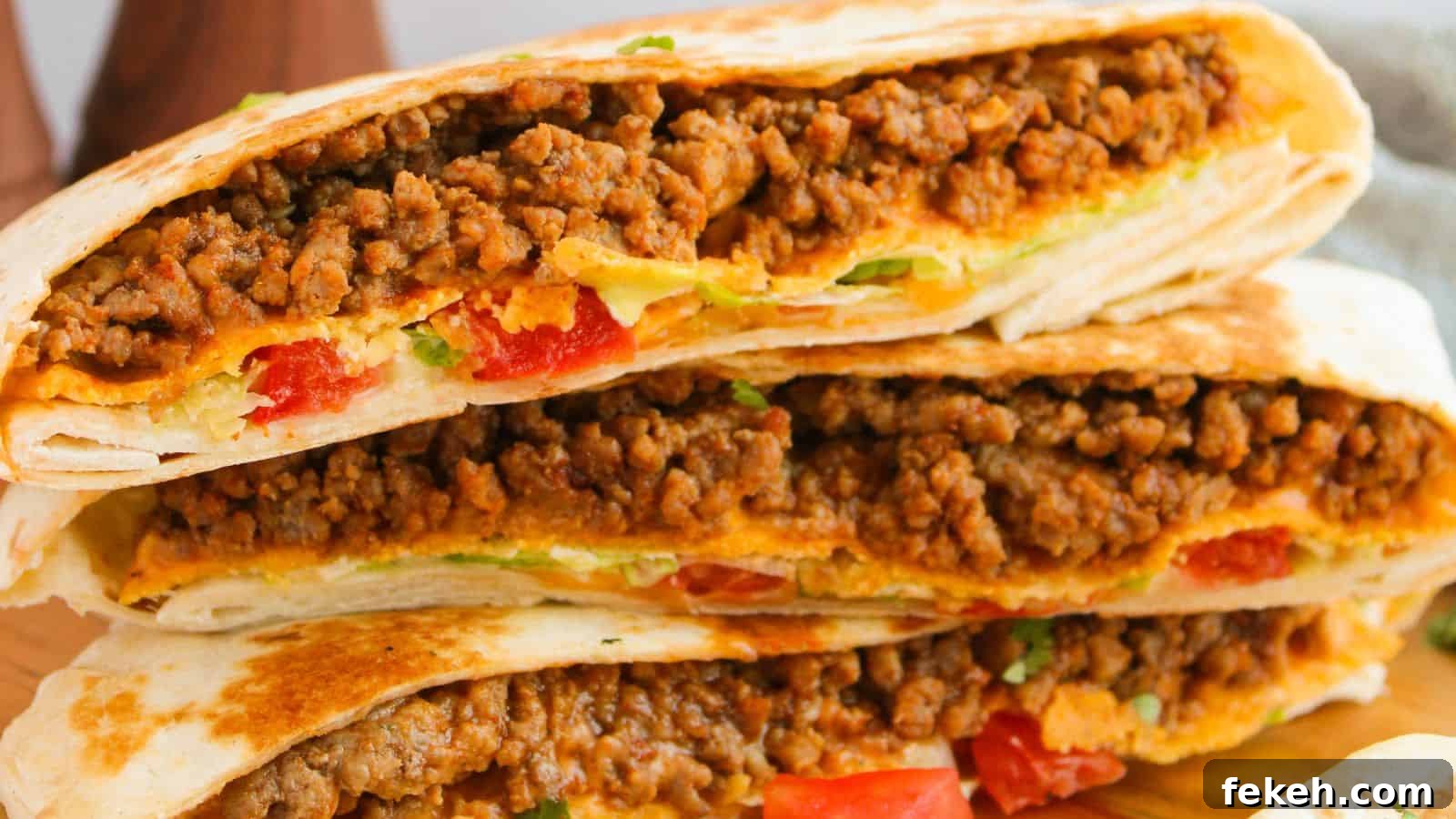 I Tried 15 Fall Snacks So You Don’t Have To — Top Picks Reviewed 9 Three folded tortillas filled with seasoned ground meat, diced tomatoes, and melted cheese.