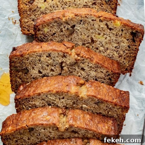 stacked pineapple banana bread seen from above