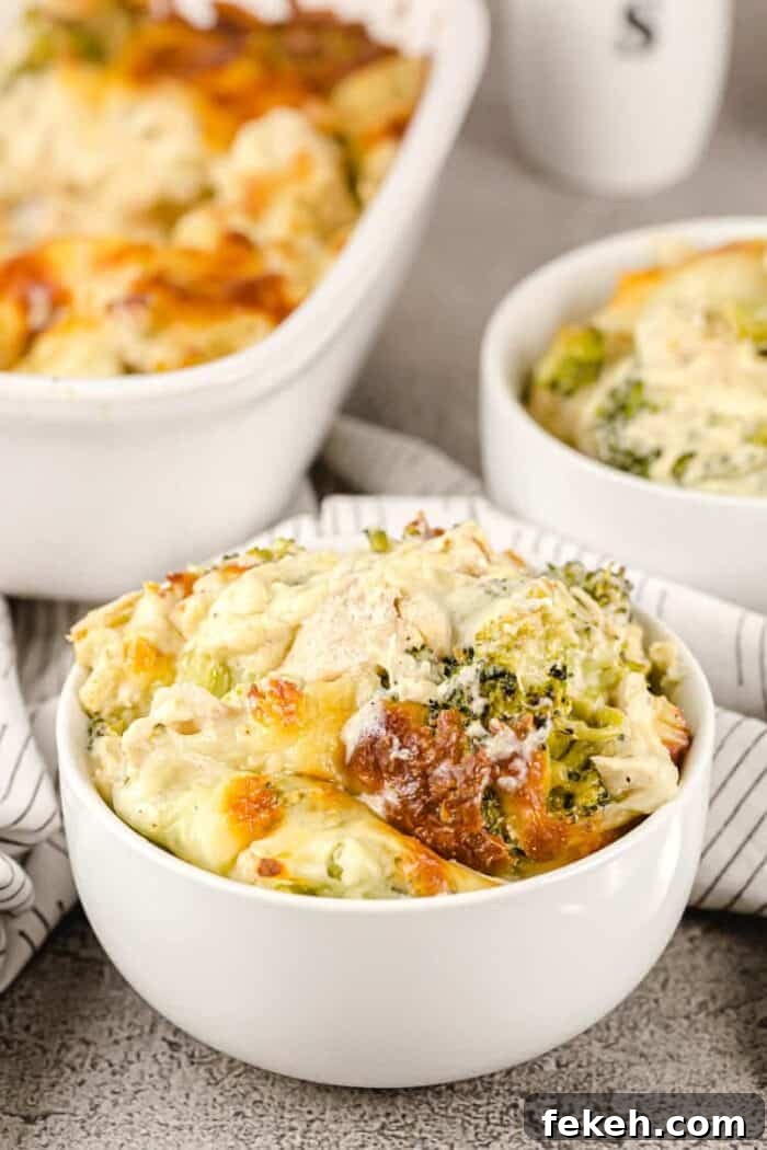 Low-Carb Keto Taco Salad Recipe for Quick Weeknight Meals 21 loseup of small white bowl containing a serving of keto chicken broccoli casserole