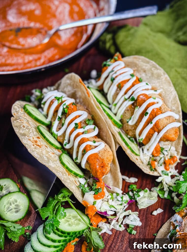 Chicken Tikka Masala Tacos Recipe — Fusion Indian Street Food 3 chicken tikka masala tacos on a platter