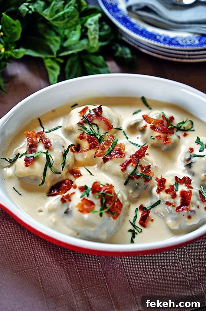 Baked Pesto Turkey Meatballs with Creamy Mornay Sauce 6 Baked Pesto Turkey Meatballs with Homemade Alfredo Sauce and Pan Fried Prosciutto5