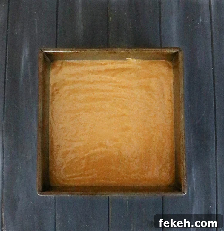 Pumpkin Olive Oil Cake — Eggless, Dairy-Free, Butter-Free Recipe 5 Crazy pumpkin olive oil cake batter in a eight inch square pan