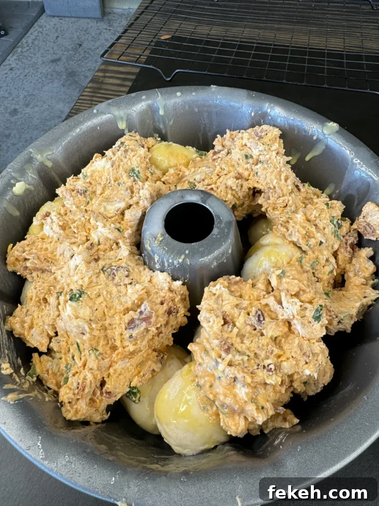 baking the monkey bread with the chicken