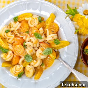 No-Cook Heirloom Yellow Tomato Sauce with Pasta