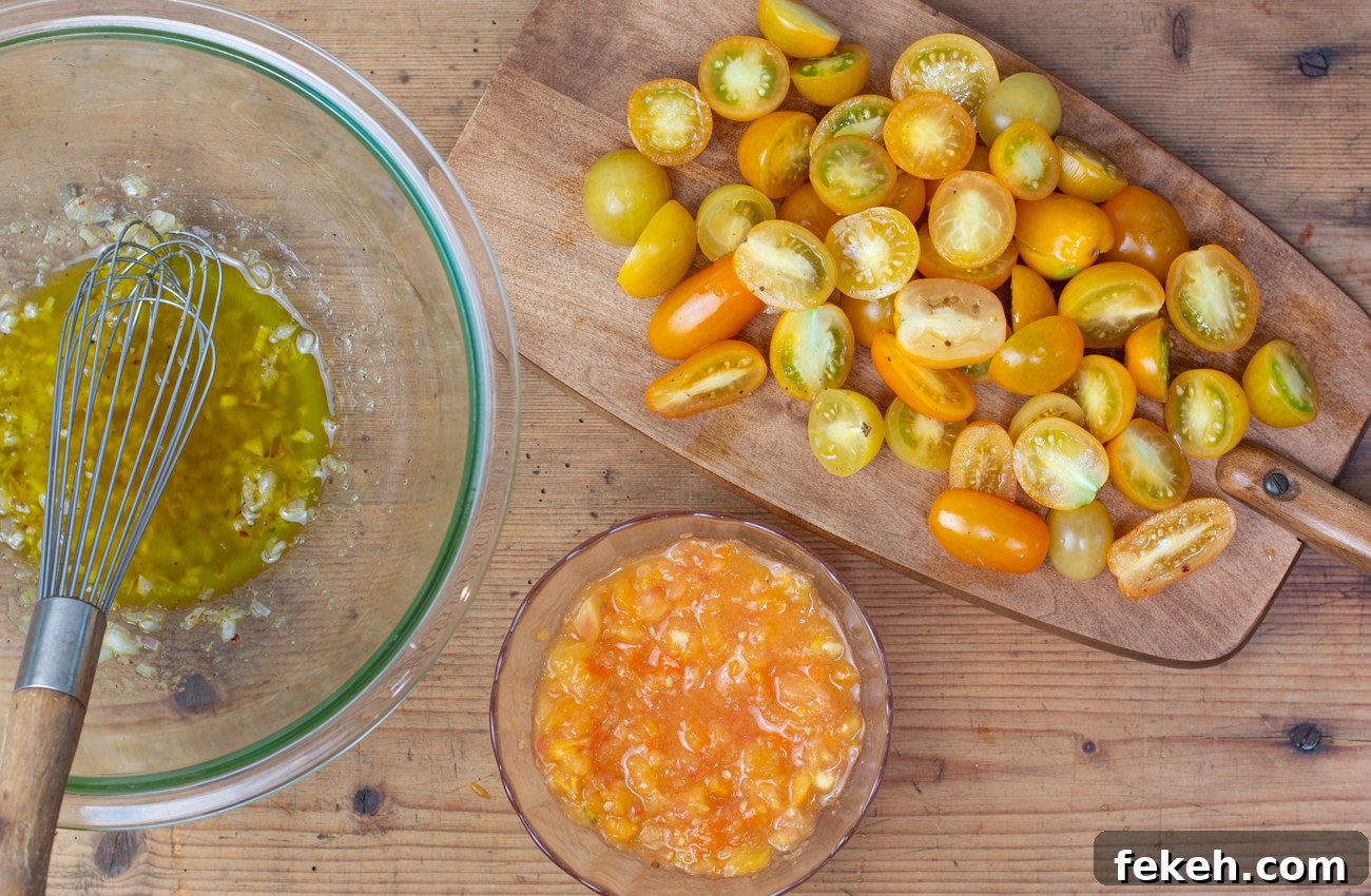 Fresh No-Cook Heirloom Yellow Tomato Sauce with Pasta Recipe 5 Making the Heirloom Yellow Tomato Sauce