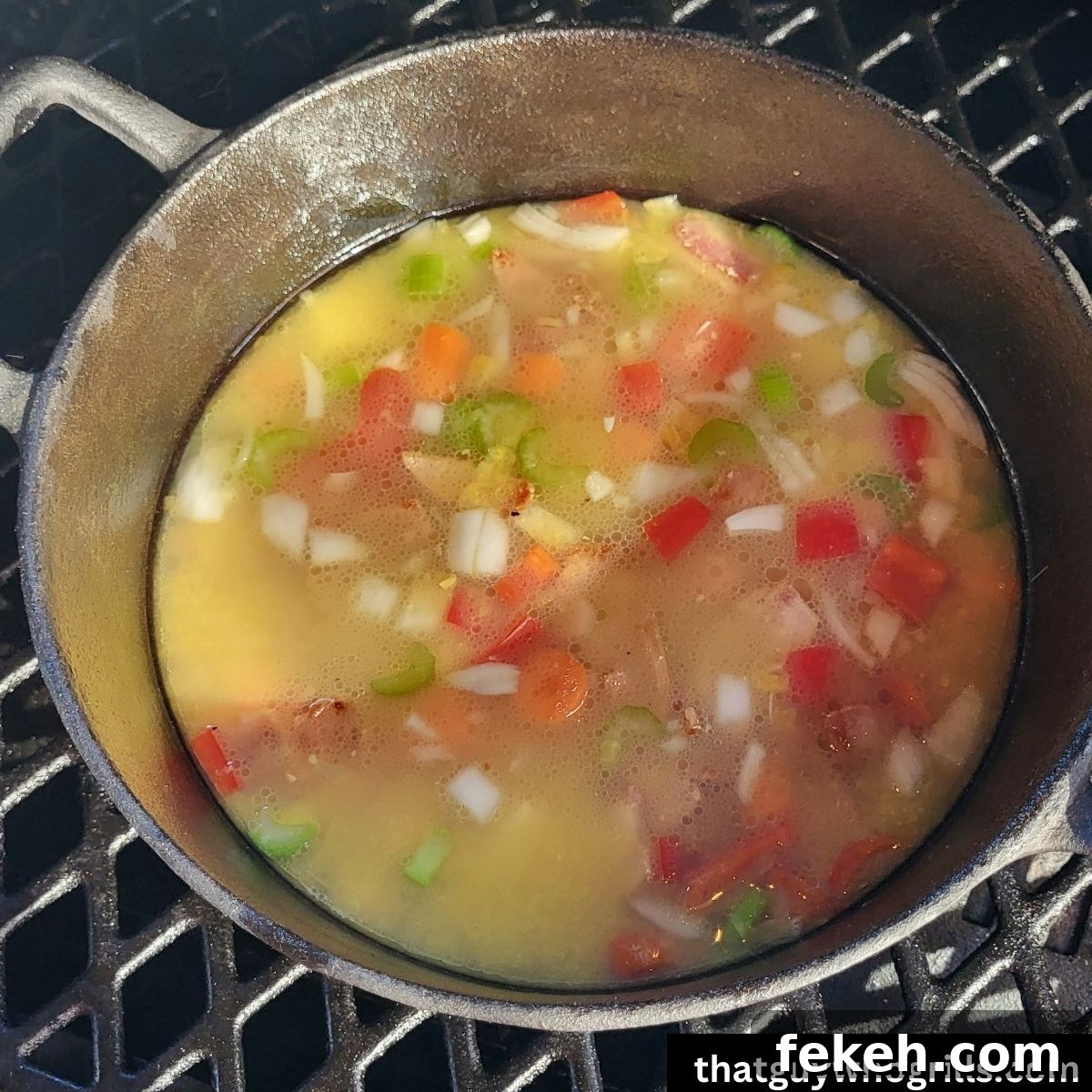 Creamy Smoked Salmon Chowder Recipe for Cozy Weeknight Dinners 6 Base for smoked salmon chowder in dutch oven on smoker