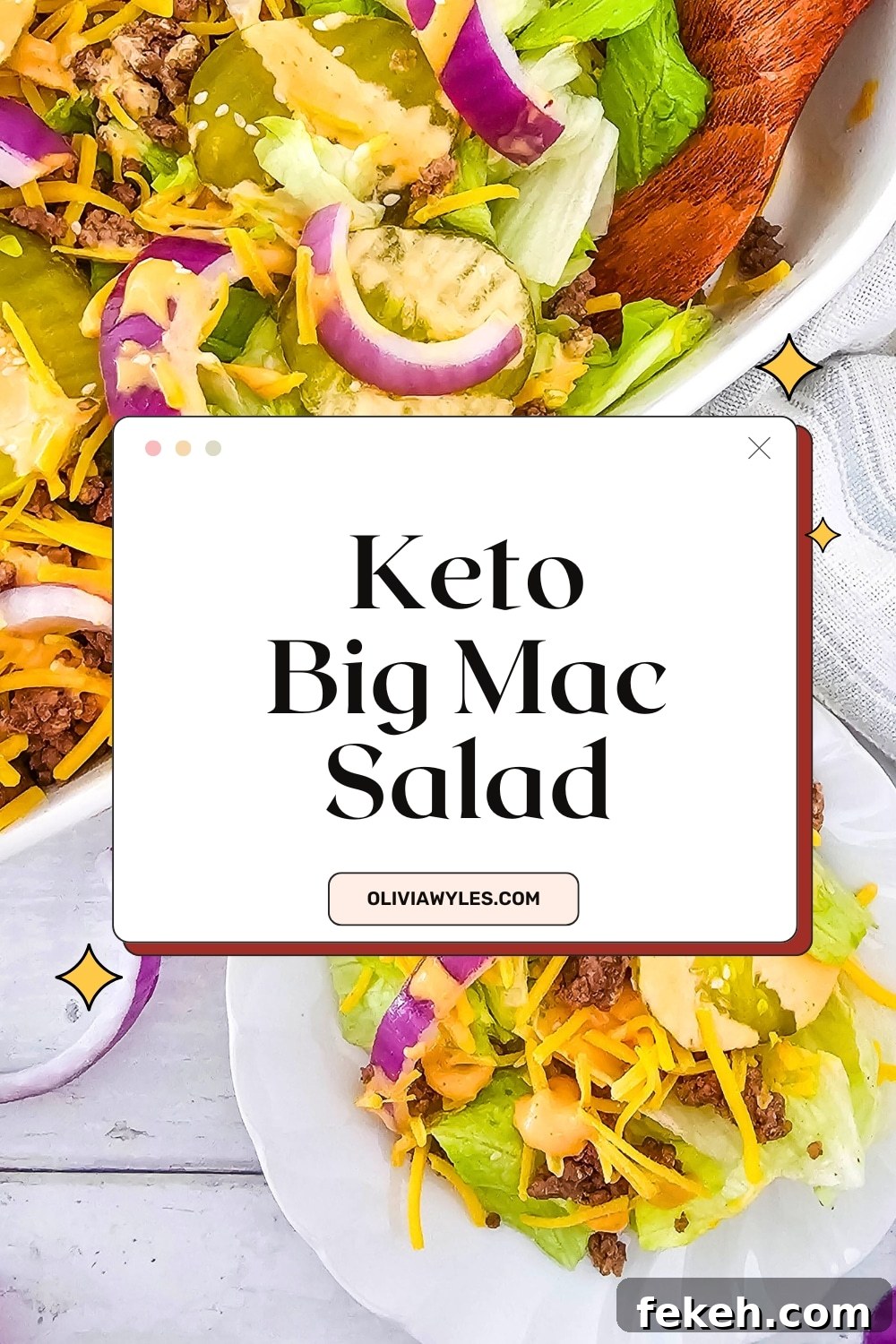 Keto Big Mac Salad: High-Protein Low-Carb Cheeseburger Bowl 15 Keto Big Mac Salad Pinterest Image