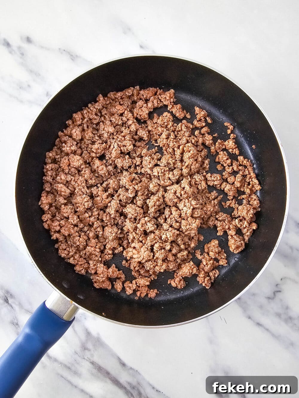 Keto Big Mac Salad: High-Protein Low-Carb Cheeseburger Bowl 5 cooked ground beef in a pan