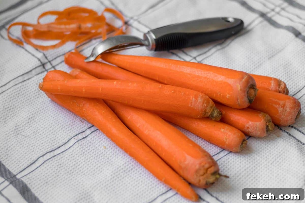 Carrot Purée: Homemade Baby Food & Versatile Side Dish 4 carrots with a vegetable peeler