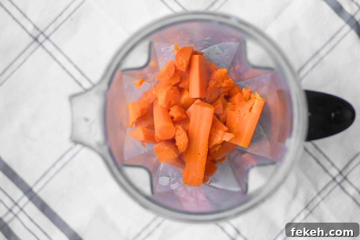 Carrot Purée: Homemade Baby Food & Versatile Side Dish 6 cooked carrots in a vitamix blender