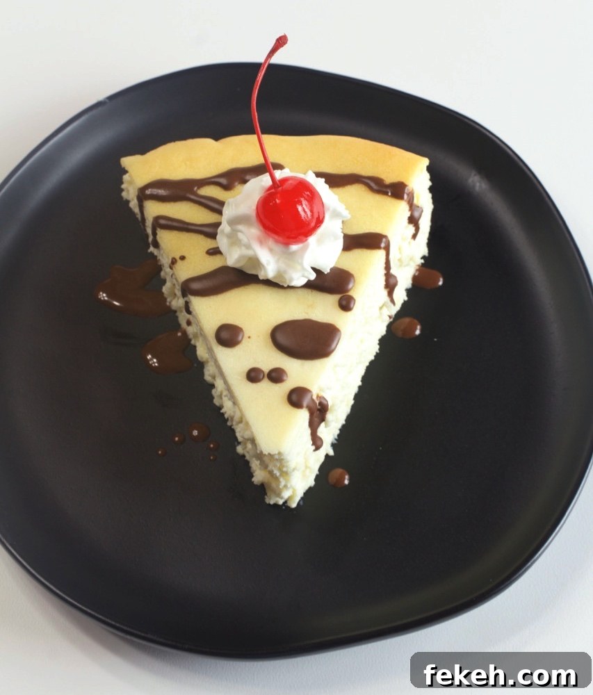 Creamy Crustless New York-Style Cheesecake Recipe 3 Slice of crustless cheesecake