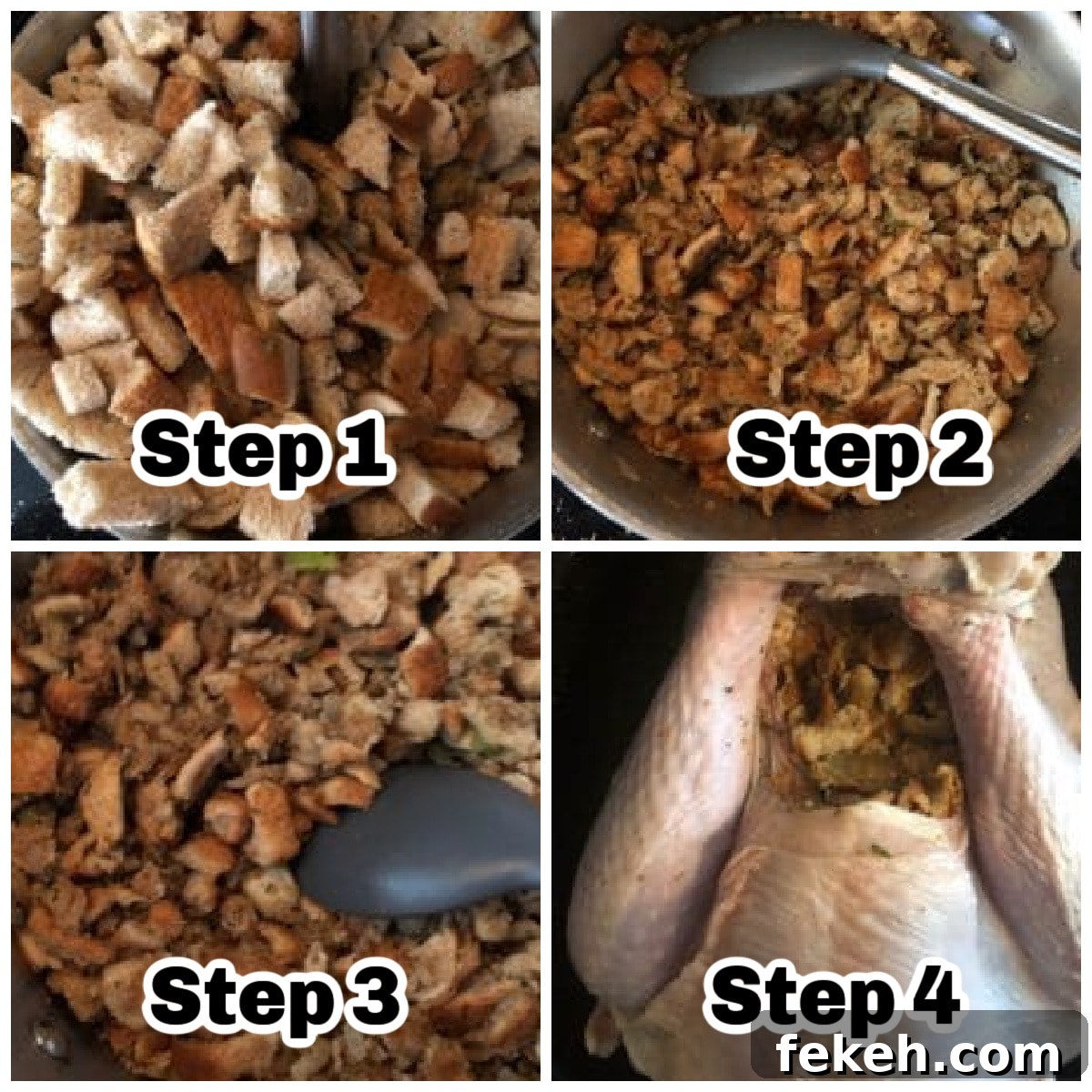 Steps for making turkey stuffing