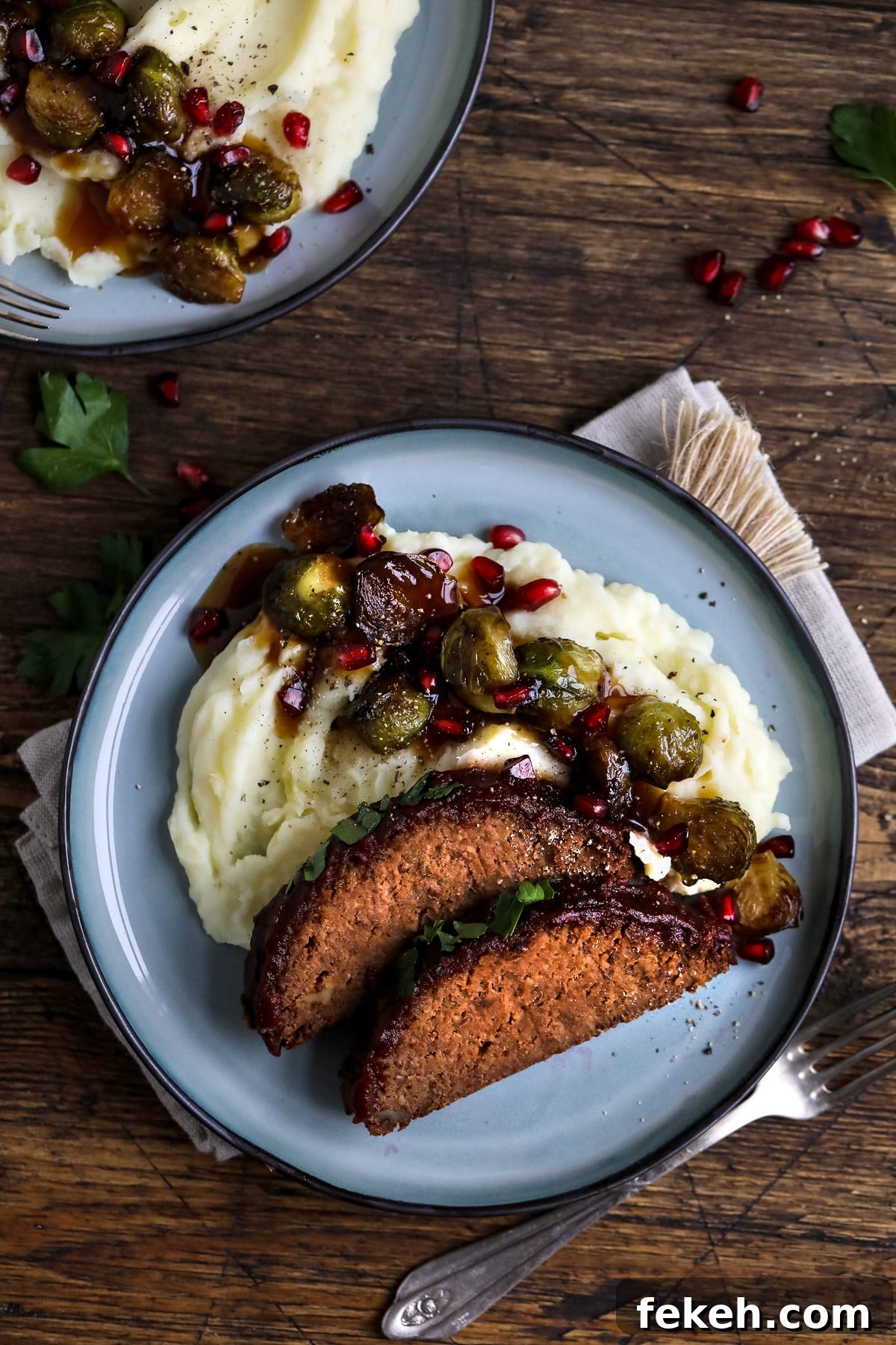 Vegetarian Roast Dinner Ideas for a Comforting Sunday Meal 4 Veggie roast dinner with mashed potatoes and brussels sprouts.